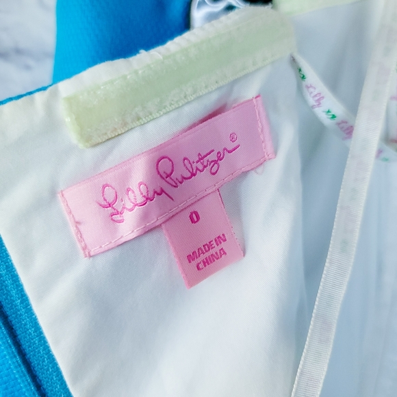 Lilly Pulitzer Blue Stitched Coral Strapless Dress - Picture 8 of 13